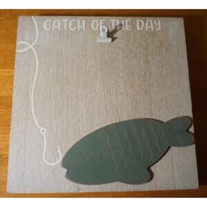 CATCH OF THE DAY FISHING PHOTO FRAME Sign Rustic Lodge Log Cabin Home Decor NEW